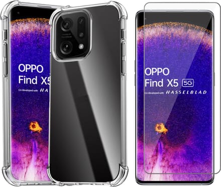 Hoesje geschikt voor Oppo Find X5 - Screenprotector Glas - Shockproof Transparant