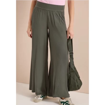 Wide Legs broek met crêpe structuur