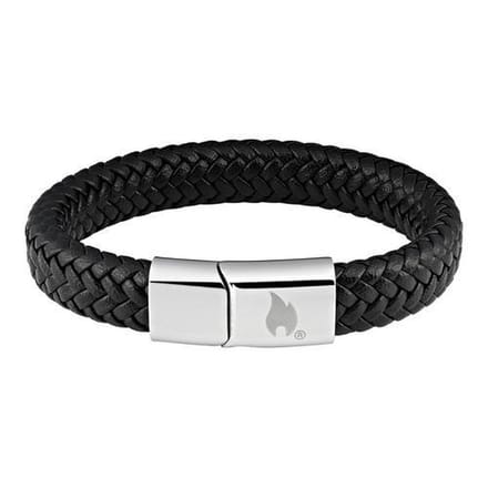 Zippo gevlochten zwart lederen armband - 20 cm