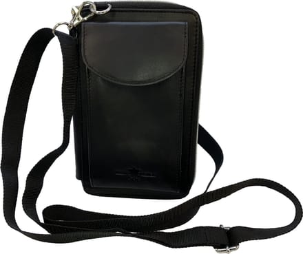 Leren rechthoekig telefoontasje/portemonneetasje Zwart