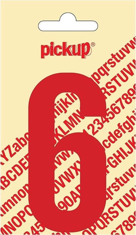 Pickup plakcijfer Nobel 90 mm rood 6 - 310220906