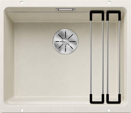 Silgranit spoelbak, 530x460 mm, met toebehoren, InFino, zacht wit