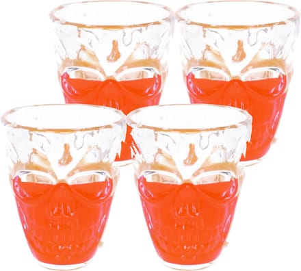 Fiestas Guirca Halloween shotglaasjes - 8x - doodskop/skull/skelet - 5 x 6 cm - kunststof