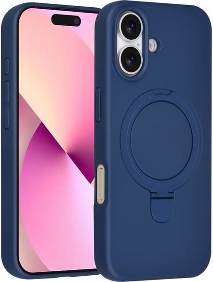 TUNIQ Back cover iPhone 17 - Navy Blauw - Met Magsafe Ring Stand - Slank Design