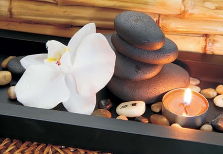 Fotobehang Stone Peaceful Zen | PANORAMIC - 250cm x 104cm | 130g/m2 Vlies