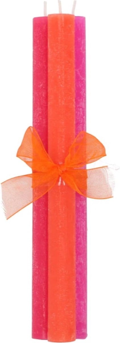 Frosty fuchsia mix taper candle 2x25cm - set van 3 kaarsen