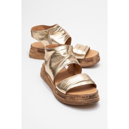 Lunas Leer Side-Zip Plat Hak Sandaal