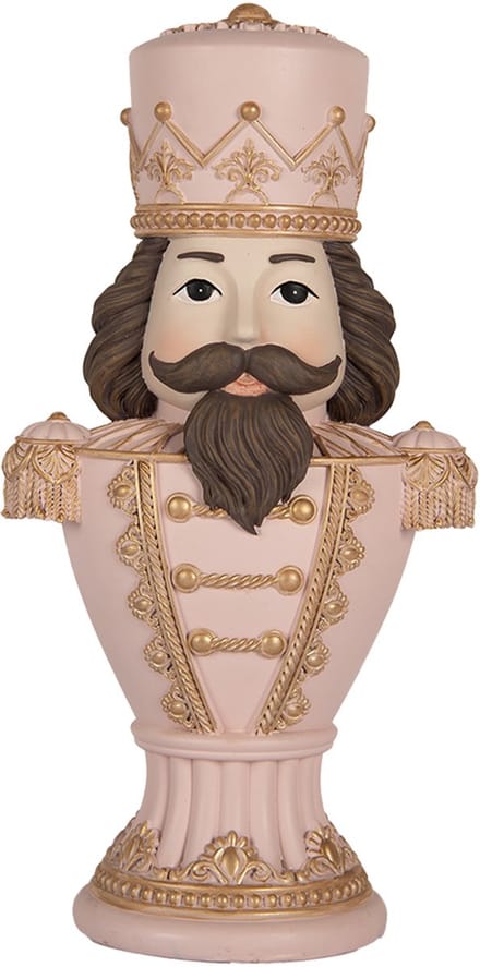 Clayre & Eef Kerstdecoratie Beeld Kerstman 16x10x30 cm Roze Kunststof