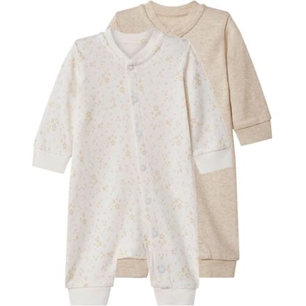 LUPILU Set van 2 baby pyjama's (Beige/wit, 62-68)