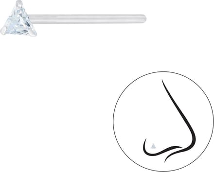 Joy|S - Zilveren neuspiercing driehoek 3 mm zirkonia 2 stuks
