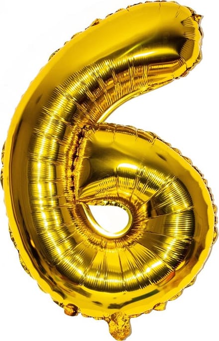 Folieballon / Cijferballon Goud XL - getal 6 - 82cm