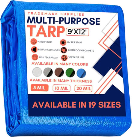 Tarp Cover - Waterdicht Zeil - Buiten Beschermen - Versterkte Naden - 9x12 - Blauw