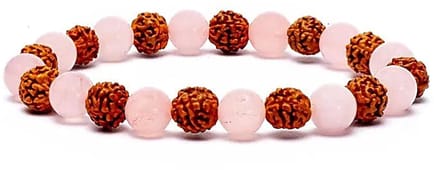 Armband rudraksha/rozenkwarts elastisch