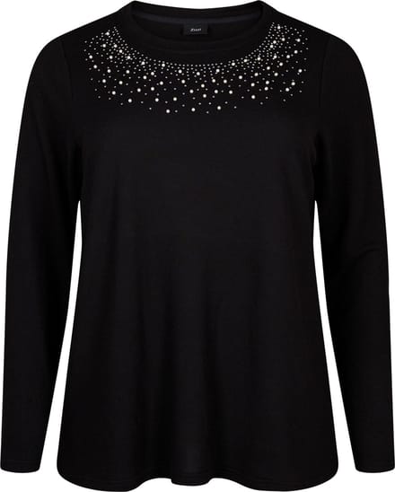 ZIZZI VLUCCA, L/S, BLOUSE Dames Blouse - Black - Maat M (46-48)