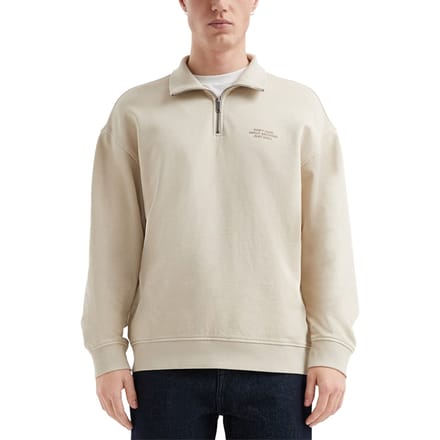 Verbleekte katoen zip sweatshirt met print vooraan QS