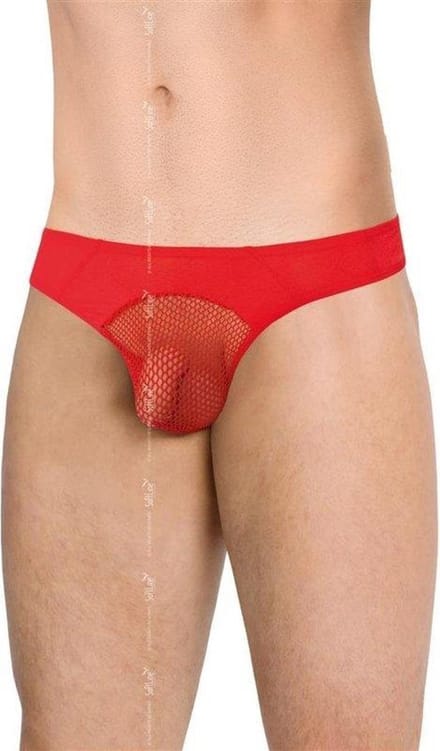 Sexy doorzichtige herenslip met visnet rood M/L