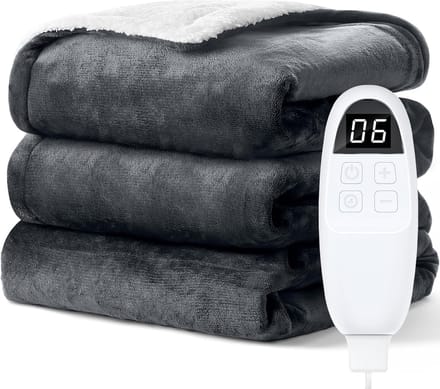 Elektrische deken 180x130: Zachte Sherpa & Flanel Warmtedeken met Timer