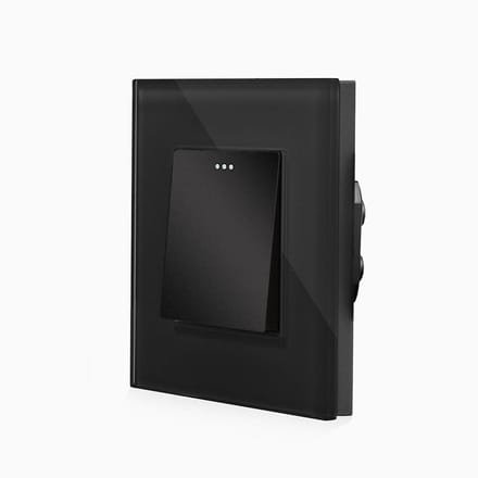 Zwarte Enkelpolige Lichtschakelaar met Glazen Frame