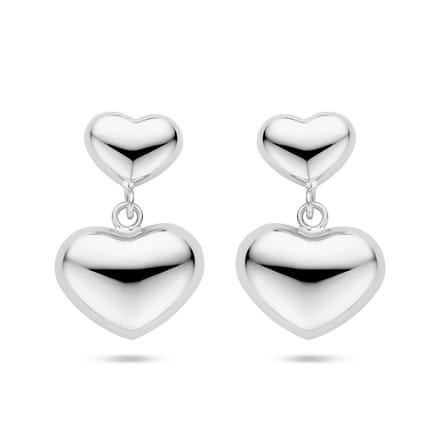 Zilver Gerhodineerd Oorhangers Hartjes 26 Mm 1339304