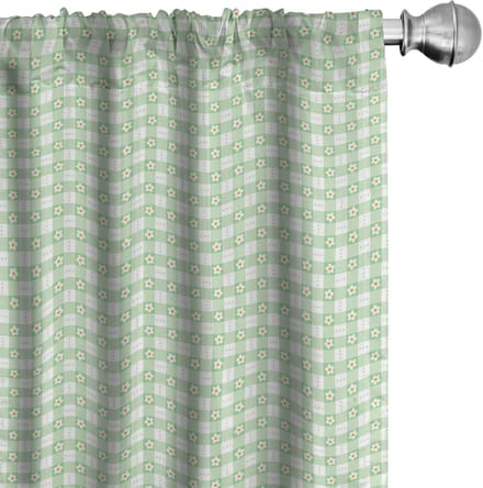 ABAKUHAUS Abstracte Gordijnen – Daisy Bloemen – mintgroen, 2x75x175 cm – microvezel
