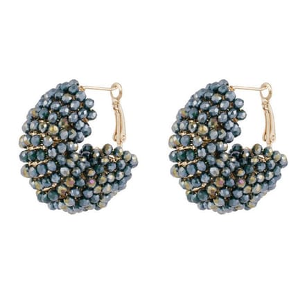 Yehwang Oorbellen Happy Beads goud donkerblauw