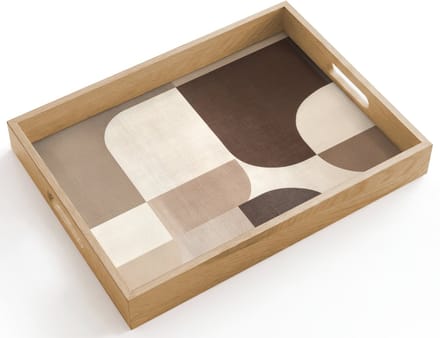 Dienblad hout 40x30 cm - Schootdienblad - Geometrisch - Geweven structuur - Modern - Borrelplank rechthoek - Plateau dienbladen