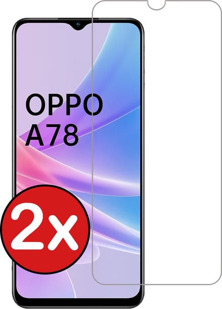 Screenprotector - 2 Stuks - Geschikt voor OPPO A78 5G - Extra Sterk - Beschermglas - Gehard Glas - Tempered Glass - Screen Protector