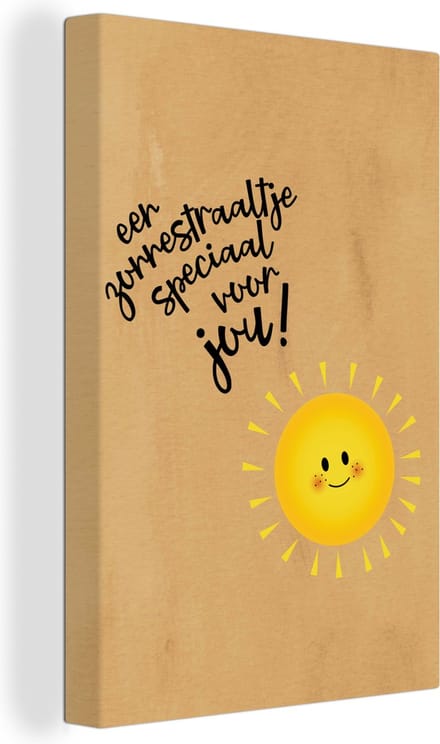 Canvas Schilderij Beterschap - Quote - Zon - 40x60 cm - Wanddecoratie