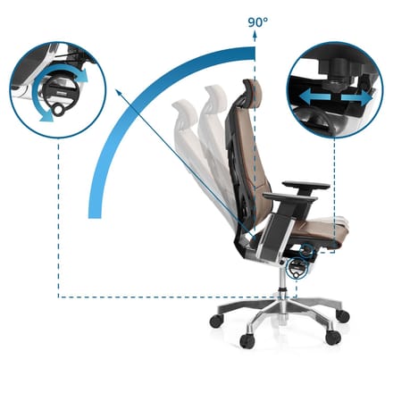 GENIDIA PRO | Leder - High end bureaustoel Bruin / Zwart