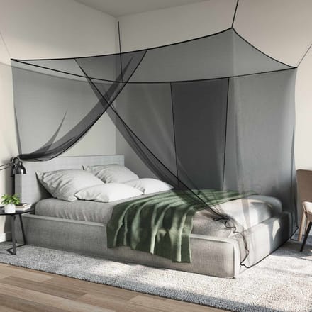 vidaXL - Muggennet - voor - bed - 156 - mesh - Zwart - 220 - x - 150 - x - 180 - cm - Polyester