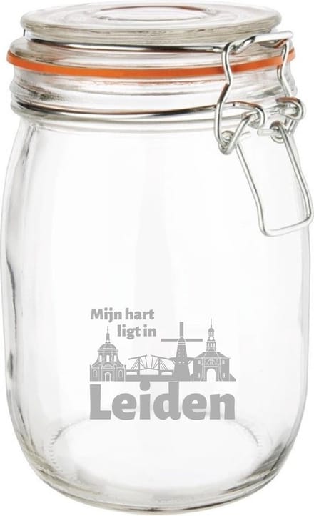 Gegraveerde Weckpot 1 ltr. Leiden