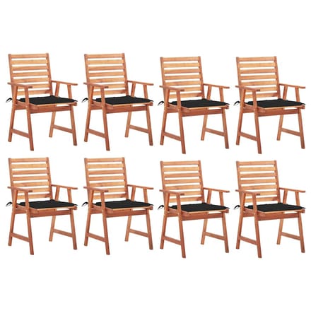 vidaXL - Tuinstoelen - 8 - st - met - kussens - massief - acaciahout