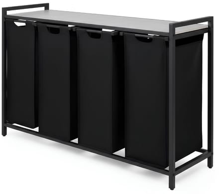 KAD® Wasmand - Wasmand 4 Vakken - Wassorteerder - Zwart - 36cm x 111cm x 73cm