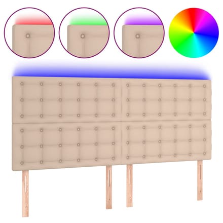 vidaXL - Hoofdbord - LED - 160x5x118/128 - cm - kunstleer - cappuccinokleurig