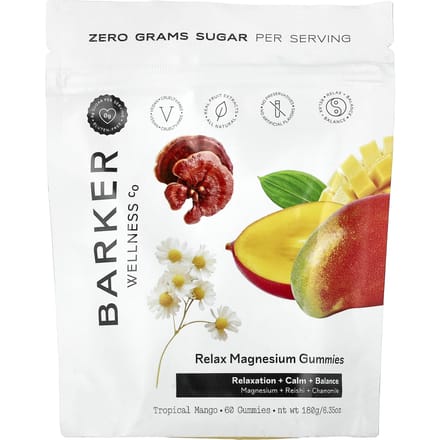 Barker Wellness Co., Relax Magnesium Gummies, Tropische Mango, 60 Gummies