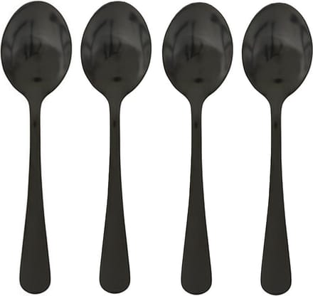 5five Theelepels/dessertlepels/koffielepels - 4x - Zwart - 14 cm - RVS