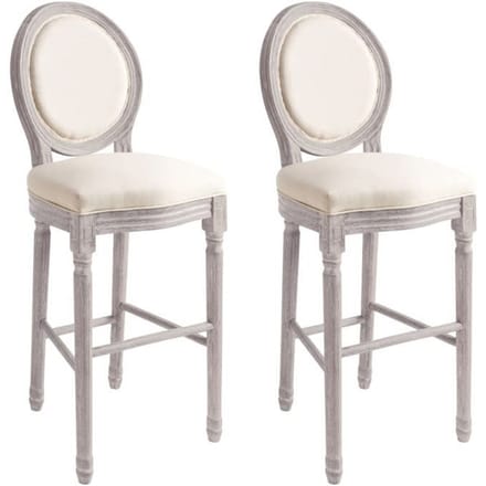 Maison Exclusive - Tabourets de bar lot de 2 blanc lin blanc
