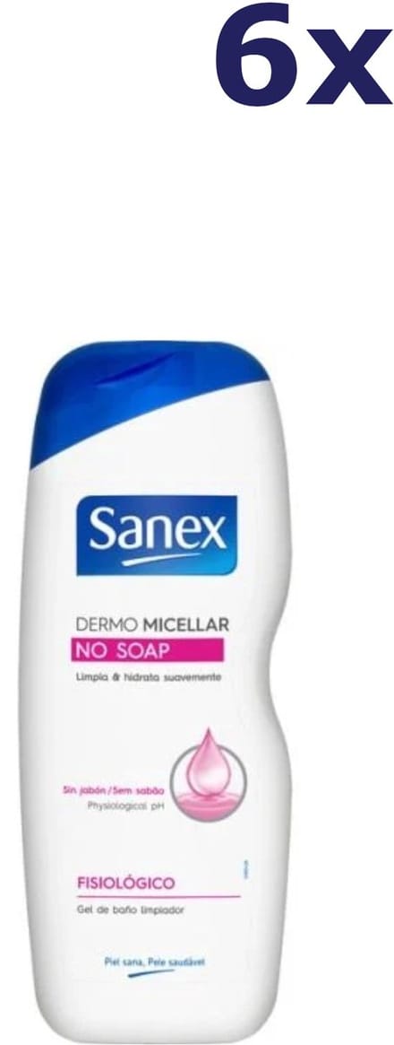 6x Sanex douchegel Dermo Micellar No Soap 600ml