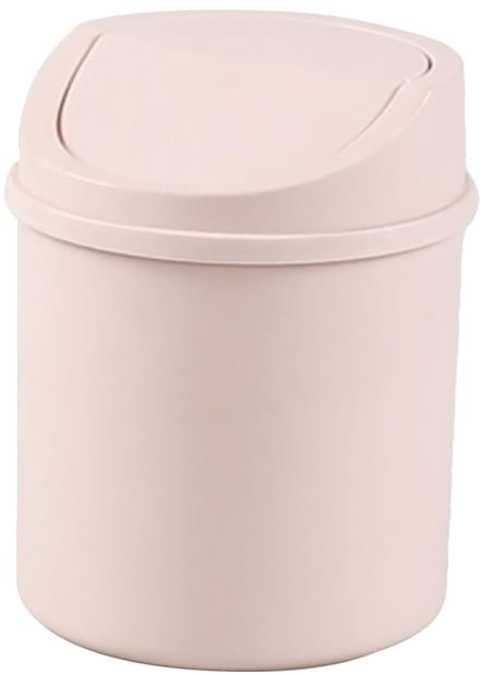 Mini plastic afvalbak met klapdeksel, kantoorafvalbak 2 liter - roze