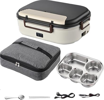 Elektrische Lunchbox - Verwarmde Bentobox - Onderweg Eten - No-Fill Verwarming - 1.2 L - Beige