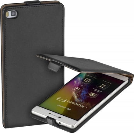 Lelycase Zwart Eco Leather Flip case Huawei P8 hoesje