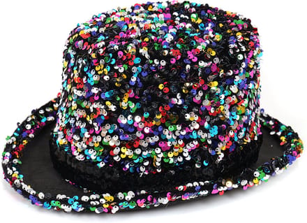 Hoge Hoed - Pailletten - Multicolor - One Size - Volwassenen - Unisex