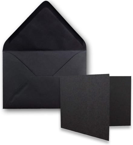 50 Sets Zwarte Vouwkaarten DIN A7 (10,5x7,4 cm) met C7 Enveloppen