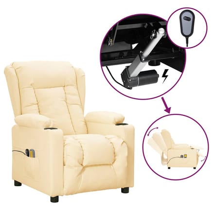 vidaXL - Massagestoel - elektrisch - kunstleer - crèmekleurig