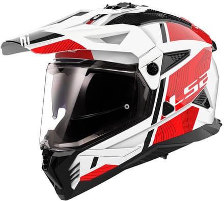 LS2 MX702 Pioneer II Hill Wit Rood Adventure Helm - Helm
