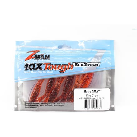Zman Soft Lure Baby Geit 3 ​​Inch 6/Pack Fire Craw (9436) white