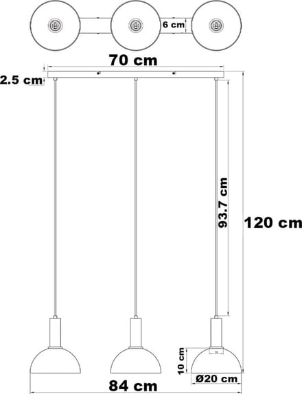 LumenXL Zwarte hanglamp - smoke glas, 3-lichts - Filiz