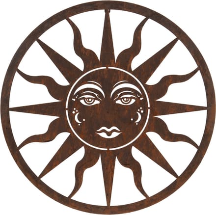 Muurornament / wandbord - zon - ijzer - wandplaat tuin