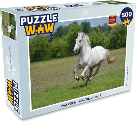 Puzzel Paarden - Natuur - Wit - Legpuzzel - Puzzel 500 stukjes