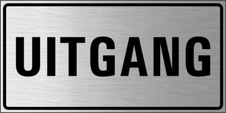 Uitgang bord met tekst, geborsteld aluminium 400 x 200 mm
